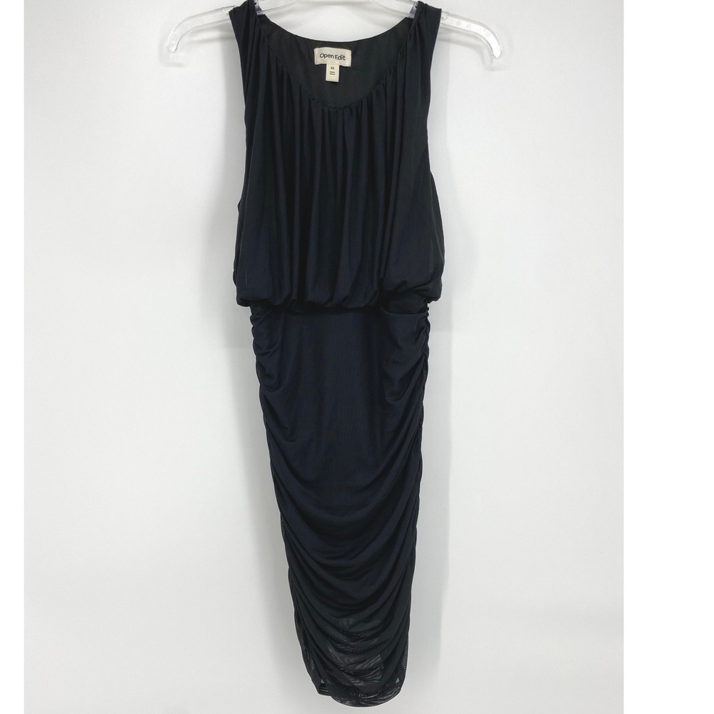 Open Edit Black Sleeveless Ruched Bodycon Dress‎ Women's XS